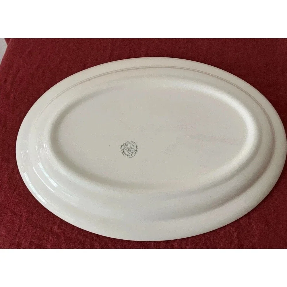 Vintage ‘40s/‘50s Vernon Kilns Vernonware Homespun Plaid 14” Oval Platter